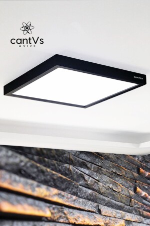 MNZ الخشب الأسود إطار السقف أدلى 60x60cm إضاءة لوحة شمعة غرفة المعيشة غرفة النوم المطبخ 6500k أبيض 6060أسود - Aquaform