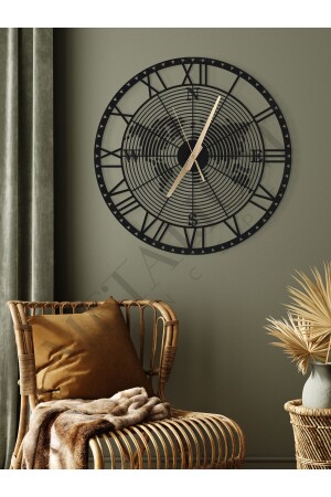 كامپاس ساعة الجدار من المعدات السوداء الصامتة المزينة من MNZ خريطة العالم ذات الموضوع 60x60cm MCS-2237 - Metalium Concept