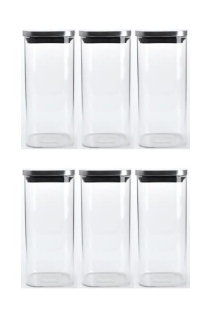 عبوة زجاجية مربعة من فئة الفراغ من طراز MNZ مع غطاء كروم 6,5x15,5 سم - 450 مل عبوة زجاجية للاستخزين 6 قطع 450 - Kitchen Design Lab