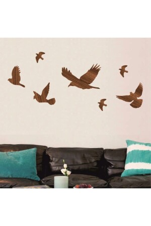 طائر مزخرف من الخشب من طراز MNZ 7 قطعة طائر بني - evdeucuz