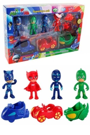 (MNZ) - مخفي شخصية شخصية سيارة سيارة ألعاب مجموعة 7 قطع - Pj Maskeliler