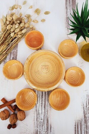 MNZ-مصنوعة يدوياً من الخشب الطبيعي وعاء خشب طبيعي وعاء الإفطار الطبيعي الخشب 7 قطع mrms35 - MONTESEV