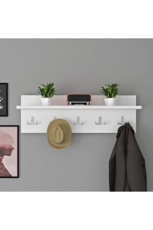 MNZ-الفخامة معطف رف جدار ملابس معلق 70 سم خشب İZM202210 - İZMİR MOBİLYA