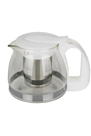 علبة شاي من زجاج من طراز MNZ مع علبة معدنية ملونة 700 مل بيضاء، علبة شاي من زجاج مقاومة للحرارة A4832 - bimbambom