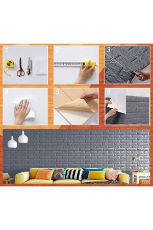 MNZ-التمسك معتمد ضوء الرمادي الطوب نمط ورقة الجدار 70x38cm - Renkli Duvarlar