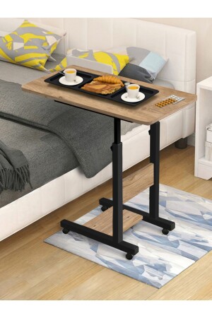 طاولة المرضى المعدلة لارتفاع MNZ - الأطراف البيضاء 70x40 (مع العجلات) - Sekizincicaddedizayn