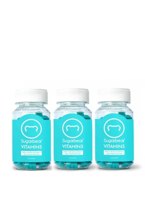 MNZ- سكر شعر الدب الفيتامين 74 كبسولات ثلاثية الصفقة حزمة - Sugarbear