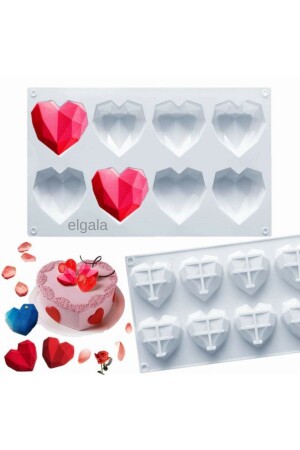 كعك MNZ-معبور كريستال قلب تشكل شيكولاته السيليكون، الصابون، كعك مولد 8 شرائح BBSNCKLP01 - ELGALA