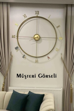 MNZ-رومانية رقم سكندنافي 80 سم ذهب، تصميم خاص أزياء ساعة الجدار المعدنية AGA01015 - AGA KONSEPT