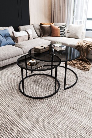 MNZ-- طاولة طهو طوكيو 80 سم مستديرة من الزجاج المقاوم للدخن - DEKOPRATİK