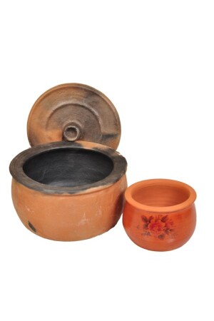 كاسيرول من طين من طين من طراز MNZ لـ 8-10 شخص (1 قطعة من 1 لتر من اليوغورت - 1 قطعة من غطاء الكاسيرول كعطاء - SAMESA HEDİYELİK