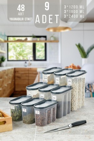 MNZ-مجموعة من 9 حاويات تخزين الغذاء مع سائل مقاومة للتسرب 3 1200 مل 1700 مل 2400 مل Kmmsk 01 KMMSK-01 - King Mop