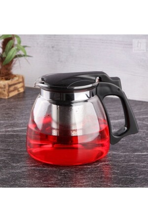 علبة شاي من زجاج MNZ مع استراينر 900 مل أسود - Lagabya