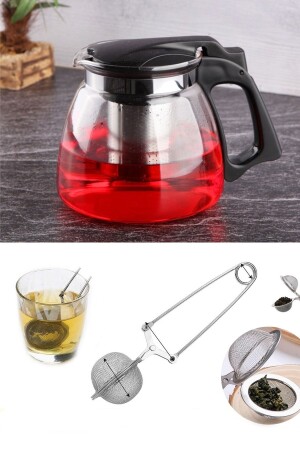 علبة شاي من زجاج من نوع MNZ مع عصا 900 مل و شاي الأعشاب عصا شاي خضراء مع مقص P304S7898 - LaGabya