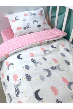 غطاء غطاء الأطفال من MNZ 90x190 غطاء غطاء القمر الأبيض الوردي (بدون مرتاح) - Bebek Özel