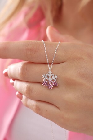 MNZ-النساء 925 سبرينغ الفضة سلسلة روبي اللون الأحمر انتقال ثلجية رقبة عنق حمراء000111 - Bilsen Store