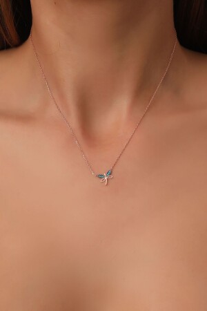 MNZ-النساء 925 سبرينغ الفضة سلسلة وردة مزججة الحجر التركيزية الحد الأدنى Dragonfly Collar TTS-Kl-22 - Bilsen Store