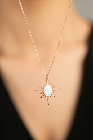 MNZ-النساء حجر أوبال مفصل الخريطة نموذج 925 سبرينغ الفضة العنق ELKSLVR2166 - Elika Silver