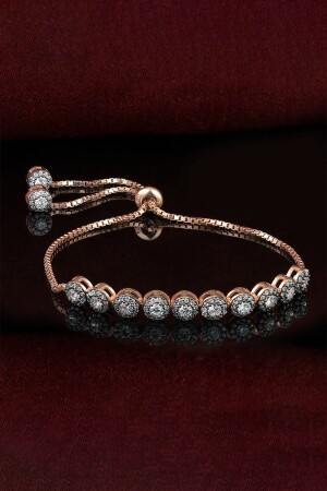 MNZ-النساء الوردي 925 النموذج الماس الفضة الذهبية مصعد سوار - Else Silver