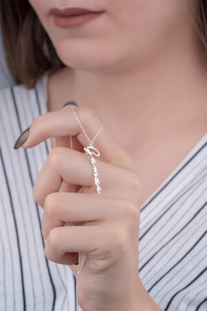 حلقة عنق من التوقيع من MNZ - حلقة عنق عمودية - حلقة عنق مكتوبة باليد - 925 سبرلينغ فضية اسم حلقة عنق - Gibongi