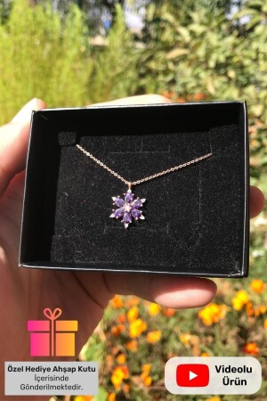 MNZ-حقيقي حجر الميثست الأرجواني زهرة اللوتوس الفضة عنق وردة مطلي 925 سلسلة سدرلينغ كاميليا عنق - Lucente Jewellery