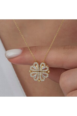 مقعد من الذهب من MNZ مع قلب وشمس من النجمة المفتوحة - 925 سبرلينغ الفضة KLS164 - klas gümüş