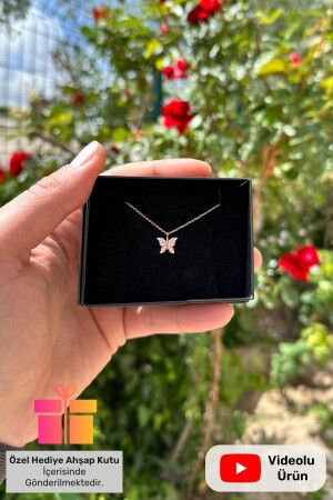 مقعد فراشة سلسلة الفضة من MNZ مع صندوق هدية، رمز للحرية والتغيير وردة مطلي 925 مقعد فضية من الفضة LCN-101-108 - Lucente Jewellery