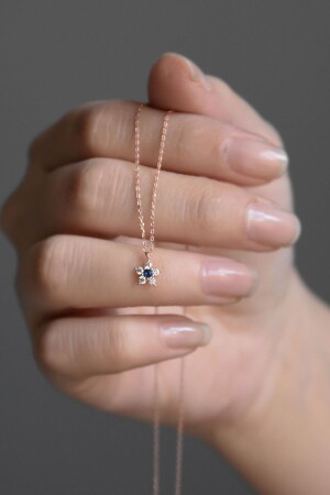 MNZ-النساء الورود المغطاة الحد الأدنى بحرية الزرقاء زهرة الحجر نموذج 925 سبرينغ الفضة العنق PP4024 - Elika Silver