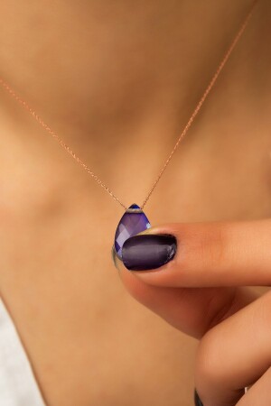 MNZ- الفضة الشعور حجر العنق. 925 سدرلينغ الفضة سلسلة العنق أرخص العنق UVPS100056 - Papatya Silver