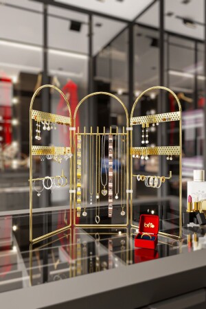 منظمة MNZ مجوهرات التجميل منظمة صندوق التجميل الديكورية المجوهرات البيضاء القائمة العنق الخاتم الأذن حامل A04 - Bino