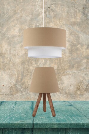 مصباح معلق من كيك MNZ شمعة وشمعة من الخشب ثلاثية قدم مصباح سقف مزدوج مجموعة بني AAGK9009 - Art&Gift