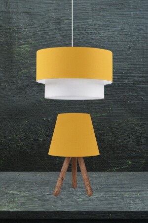 مصباح معلق من كيك MNZ شمعة وشمعة من الخشب ثلاثية قدم مصباح سقف مزدوج مجموعة صفراء AAGK9009 - Art&Gift