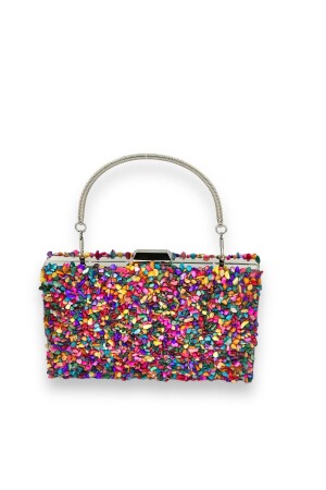 ألوان مزيجة من MNZ أزياء طبيعية جميلة الحجر الفضي المتحكم في حقيبة المساء - Biçanta