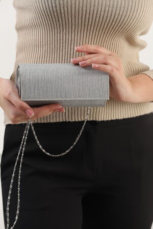 كيس ملابس مساء من الفضة الملموسة من MNZ، كيس من الجلد، كيس المزج، نموذج بسيط - efnanstore