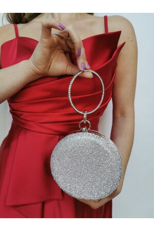حقيبة منشأة من ملابس المساء للمرأة من MNZ مع ملحقات سوار حجر الفضة المستديرة - Nazart