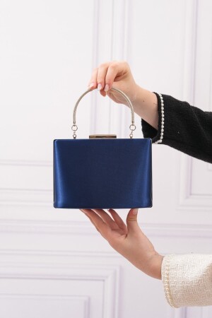 كيس المجموعة من ثوب المساء من ساترين الزرقاء من البحرية MNZ-النساء - Roza Canta