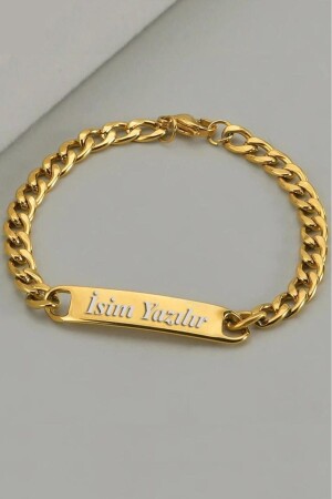 MNZ-اسم شخصي مكتوب بالذهب المطبوعة الفولاذ الرجال سوار Ack06isr MDL-ACK06İSR - Takı Dükkanı