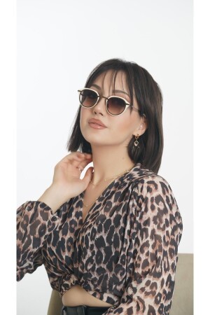 نظارات شمسية MNZ-النساء إطار كريم بيضوي الزجاج البني AE20495120143C45 - Angel Eyes