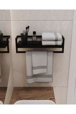 حامل مناشفة MNZ-سوداء الحائط على الرف الملحقات حامل شال رف حمام المطبخ منظمة رف متعددة الأغراض AJU-412 - AJU