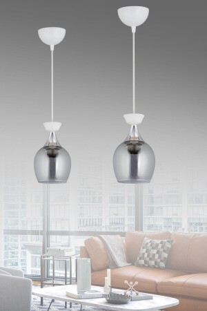 مصباح معلق واحد MNZ زجاجات جرس أبيض زجاجات مدخنة زجاجات كروم فاخرة شمعة حديثة AK00062 - Kraliçe