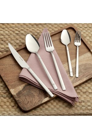 MNZ-أوبتيما Alaçatı 84 قطعة سكين قوس شوك فولك للصلب مجموعة 12 شخص 836011 - Hisar