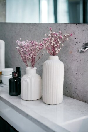 MNZ-تزيين النمط الاسكندنافي صغيري وطويل الحوض الخرساني مجموعة من اثنين - Alleza Home