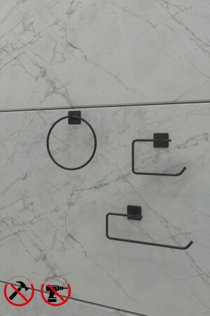 MNZ-المتعلقة السوداء مربع القنبلة حامل الحمام ومربع حامل ورق الحمام مربع حامل النابكين مجموعة منظمة الحمام - Alper Banyo