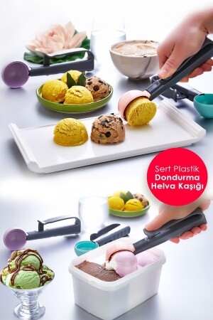 MNZ-ممارسة الصلبة البلاستيكي الآيس كريم و نصف ملعقة سكوب سحب و إسقاط الآيس كريم ملعقة كوكي ملعقة - Anadolu Saray Çarşısı