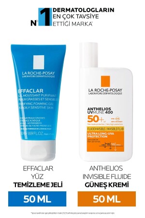 مجموعة مراقبة الوجه من نوع MNZ - Anthelis Uvmune Fluid Face Sunscreen & Effaclar Face Washing Gel 50ml 8690595100401 - La Roche Posay