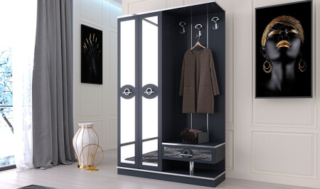 كاميرا من نوع MNZ Anthracite 2 Door Coat Rack - Cadde Yıldız