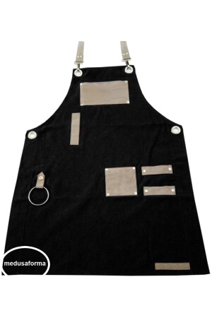 مكنسة (MNZ) - مطبخ معلق مطبخ مطبخ مطعم مطبخ النادل طباخ صياغة شعر (Art Barista Apron) - أسود 29495 - medusaforma