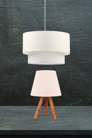 مصباح معلق من كيك MNZ مشعل وشمس خشبية من نوع ثلاثي قدم كرم مزدوج - Art&Gift