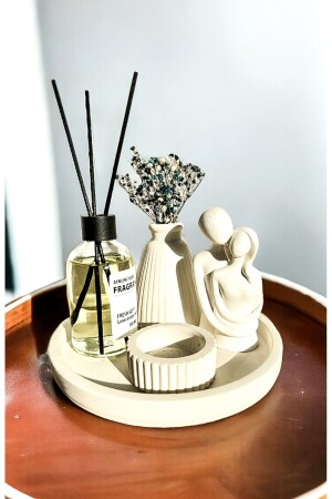 MNZ- ديكوراتيف خنجر وعاء مغلفة حبيب قماش شمعة حامل طازجة غرفة ناعمة عطر مجموعة - Aymumi Home