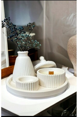 مظهر من اللون الأبيض من الـ MNZ تصميم خاص شمعة رائحة ووائس هدية مخروط مع منصة - Aymumi Home